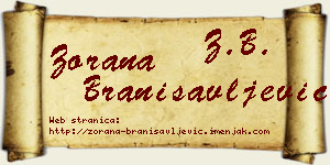 Zorana Branisavljević vizit kartica